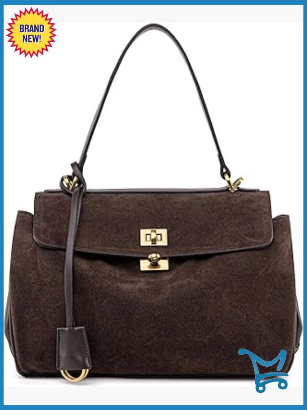 Suede Leather Tote Bag Adjustable Strap Satchel Purse for Women